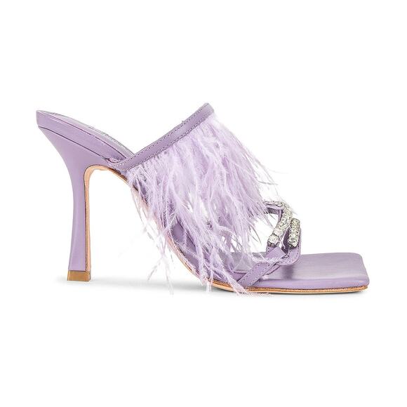 Song of Style Shoes - Song Of Style Embellished Lilac Feather Sandals Size 5.5